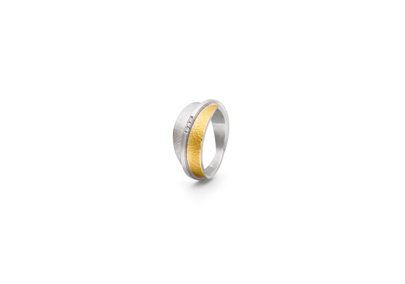 SILBER/GOLD RING TURMALIN